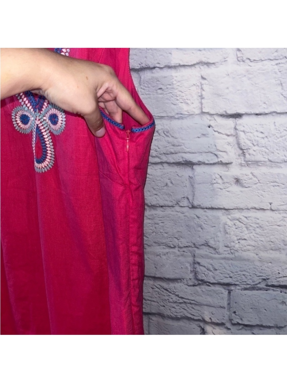 Women’s Sleeveless Hatley Hot Pink Dress size small. Linen - Picture 6 of 15